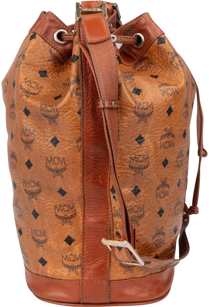 MCM MCM Visetos Monogram Bucket Crossbody Bag Bruin