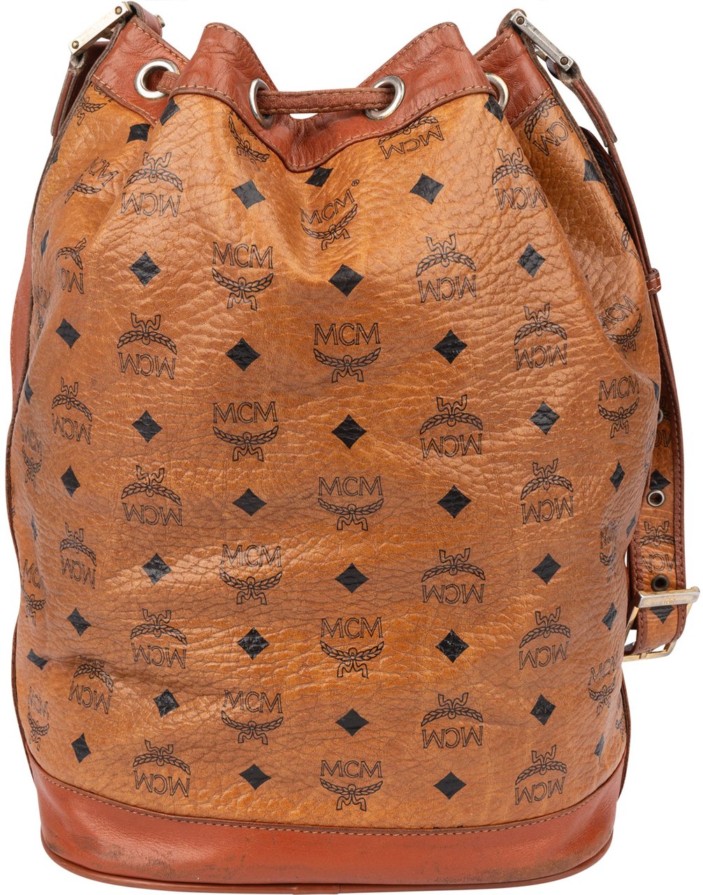 MCM MCM Visetos Monogram Bucket Crossbody Bag Bruin