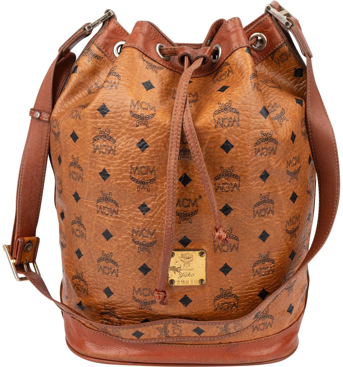 MCM MCM Visetos Monogram Bucket Crossbody Bag Bruin