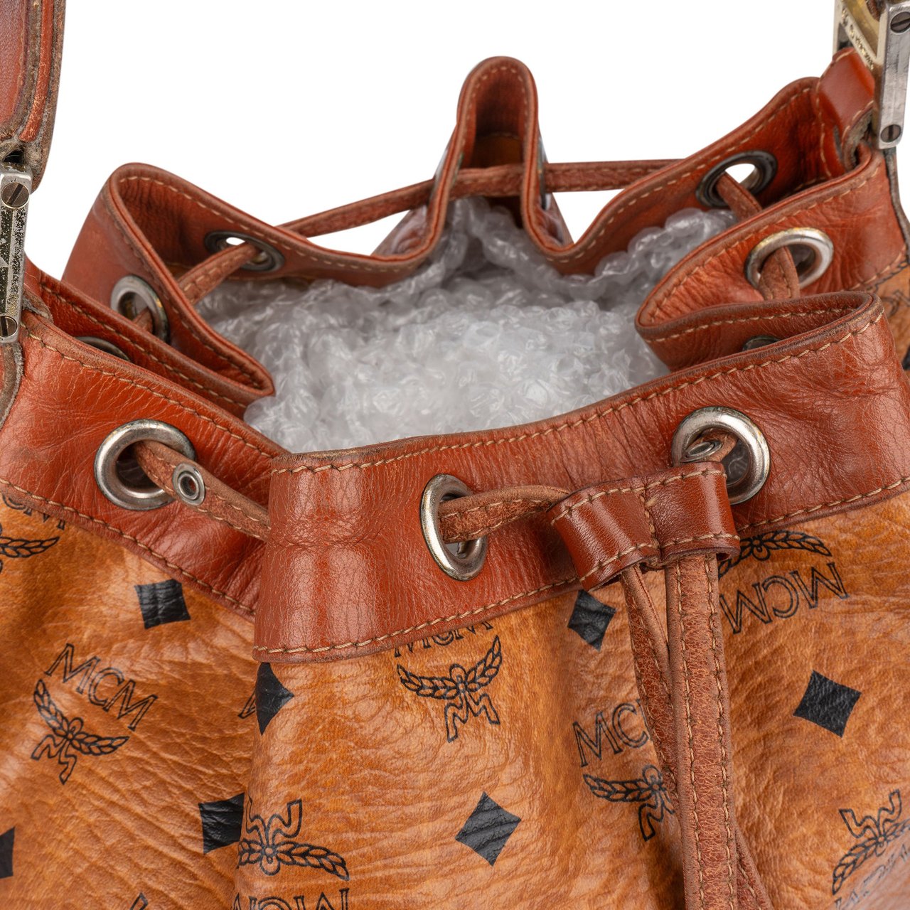 MCM MCM Visetos Monogram Bucket Crossbody Bag Bruin