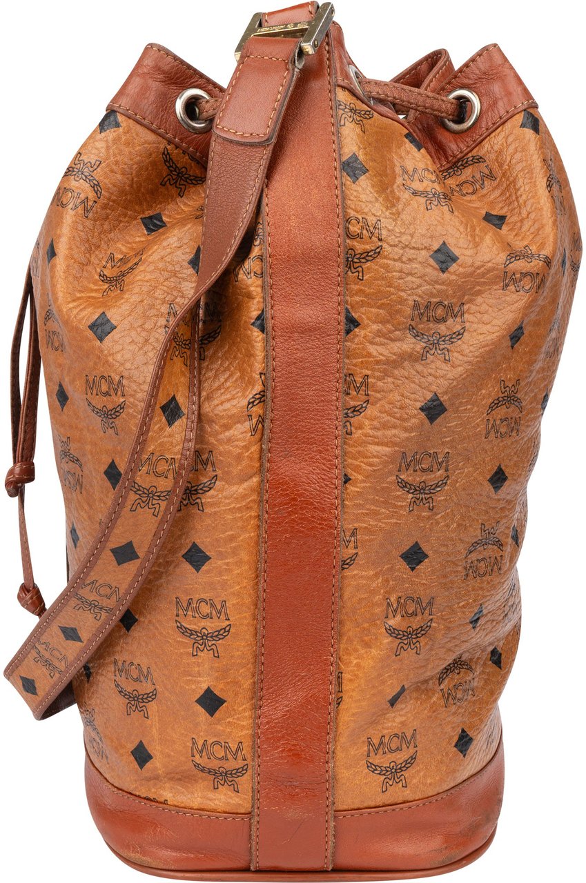 MCM MCM Visetos Monogram Bucket Crossbody Bag Bruin