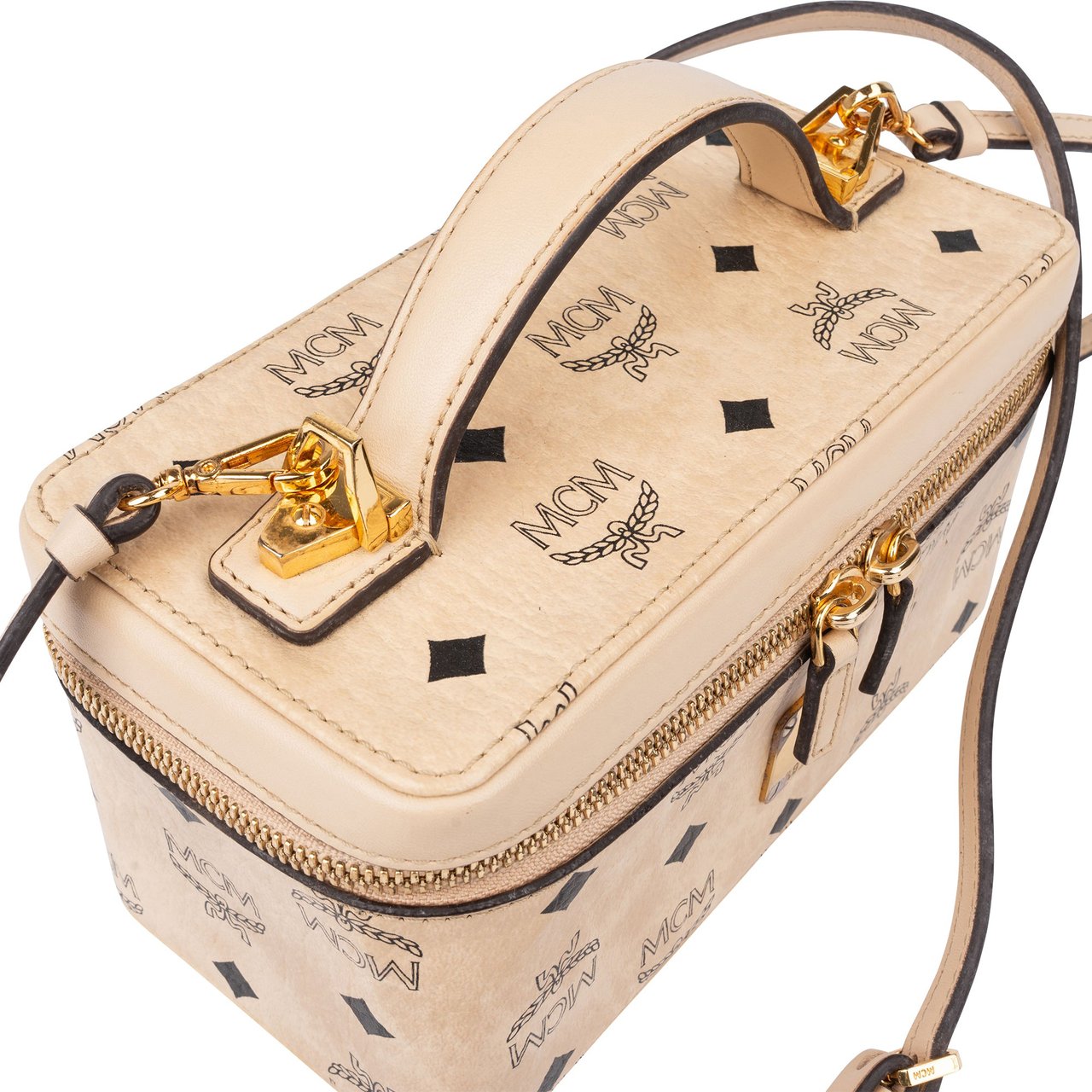 MCM MCM Visetos Monogram Vanity Case Handbag Beige