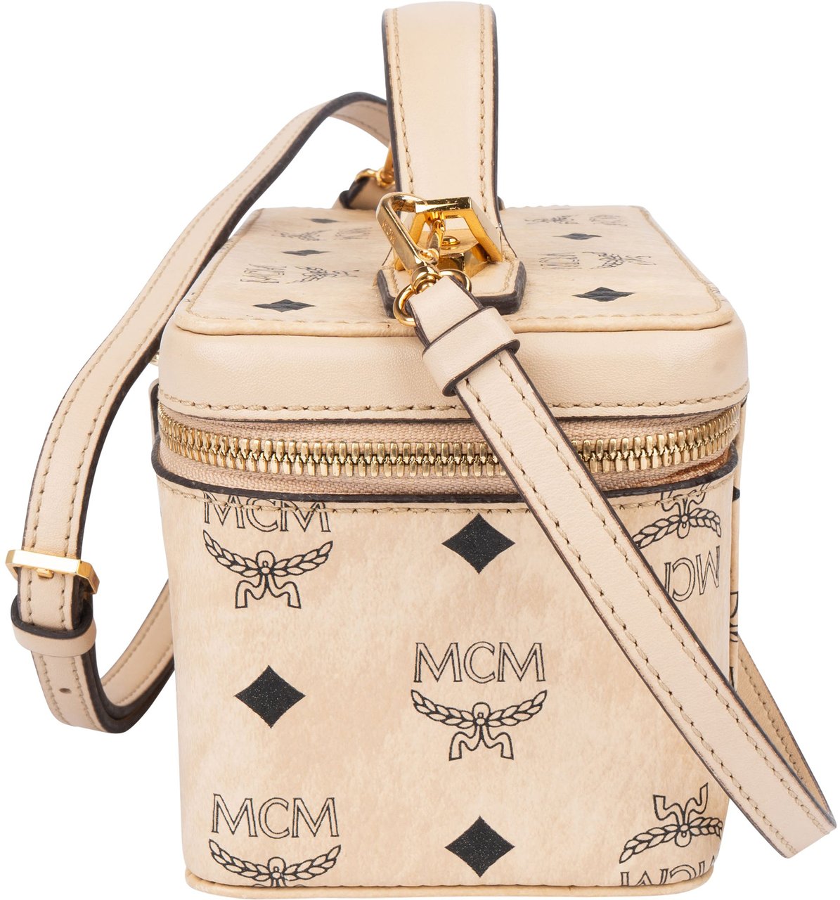 MCM MCM Visetos Monogram Vanity Case Handbag Beige