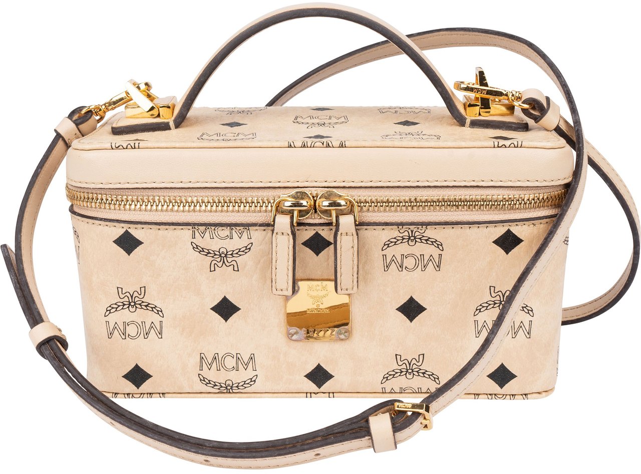 MCM MCM Visetos Monogram Vanity Case Handbag Beige
