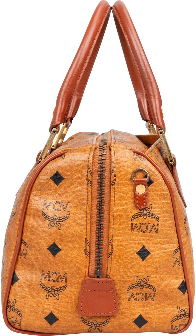 MCM MCM Visetos Monogram Boston Handbag Bruin