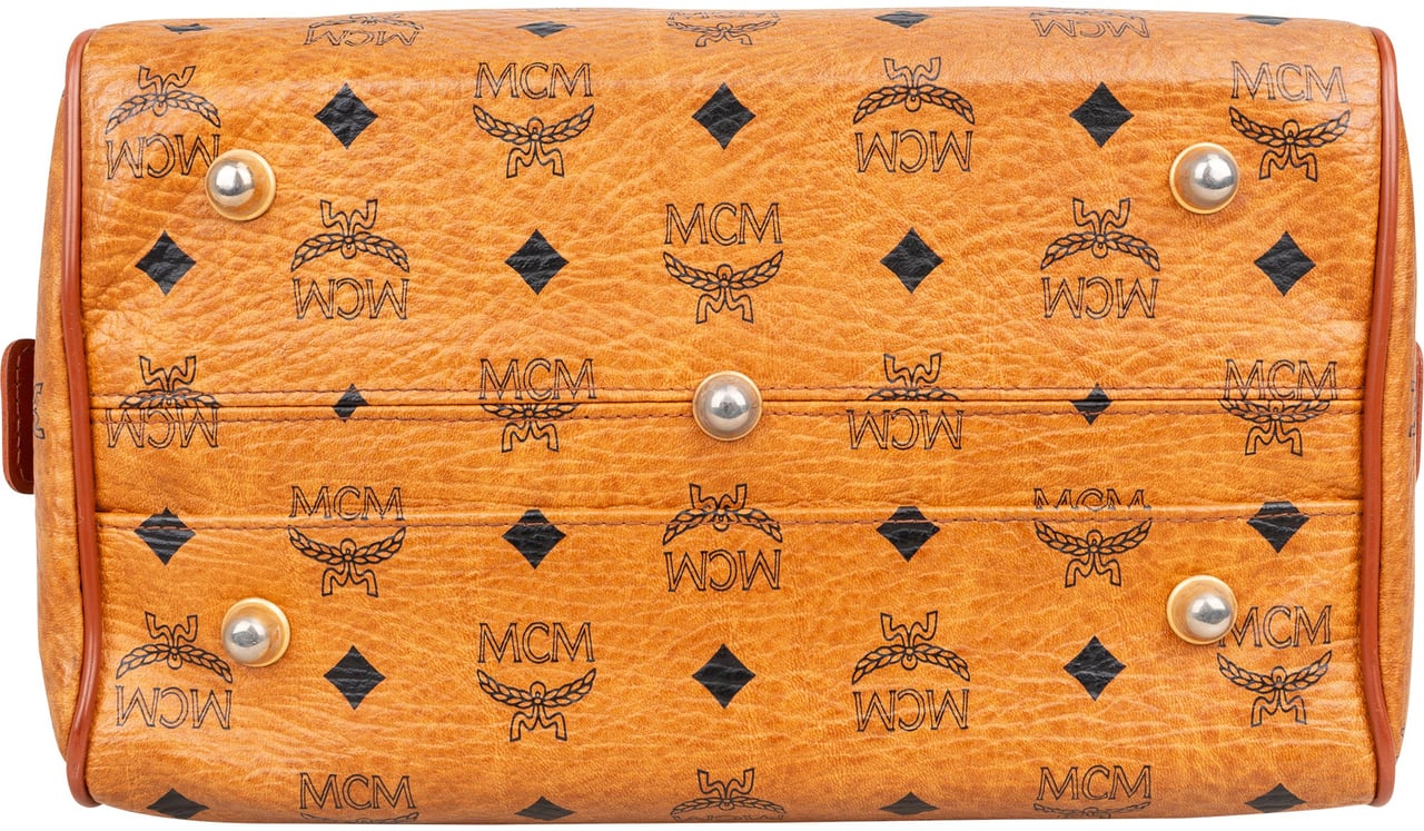 MCM MCM Visetos Monogram Boston Handbag Bruin