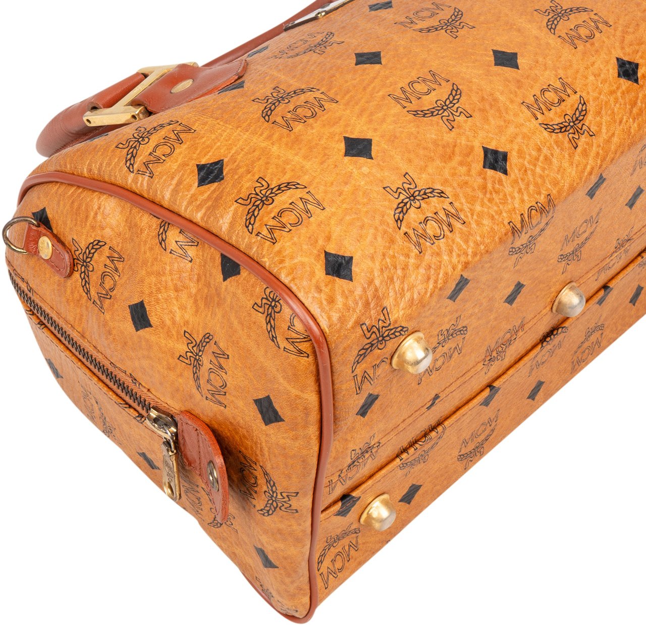 MCM MCM Visetos Monogram Boston Handbag Bruin