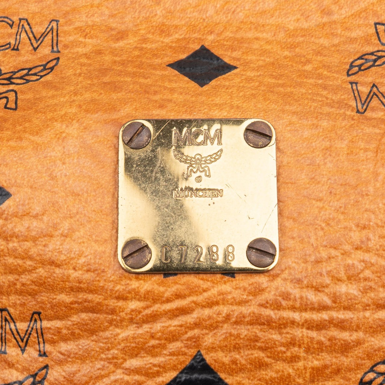 MCM MCM Visetos Monogram Boston Handbag Bruin