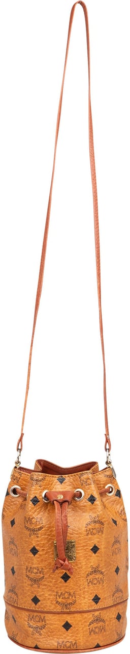 MCM MCM Visetos Monogram Bucket Crossbody Bag Bruin