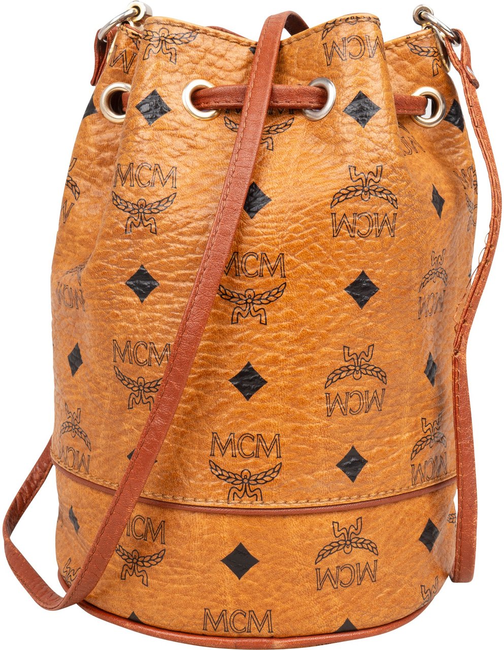 MCM MCM Visetos Monogram Bucket Crossbody Bag Bruin