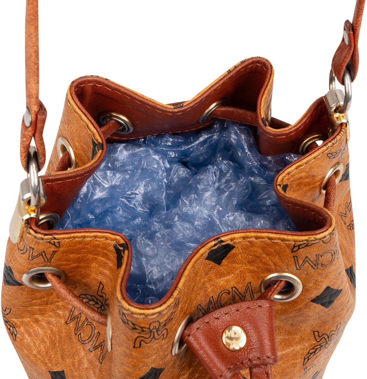 MCM MCM Visetos Monogram Bucket Crossbody Bag Bruin