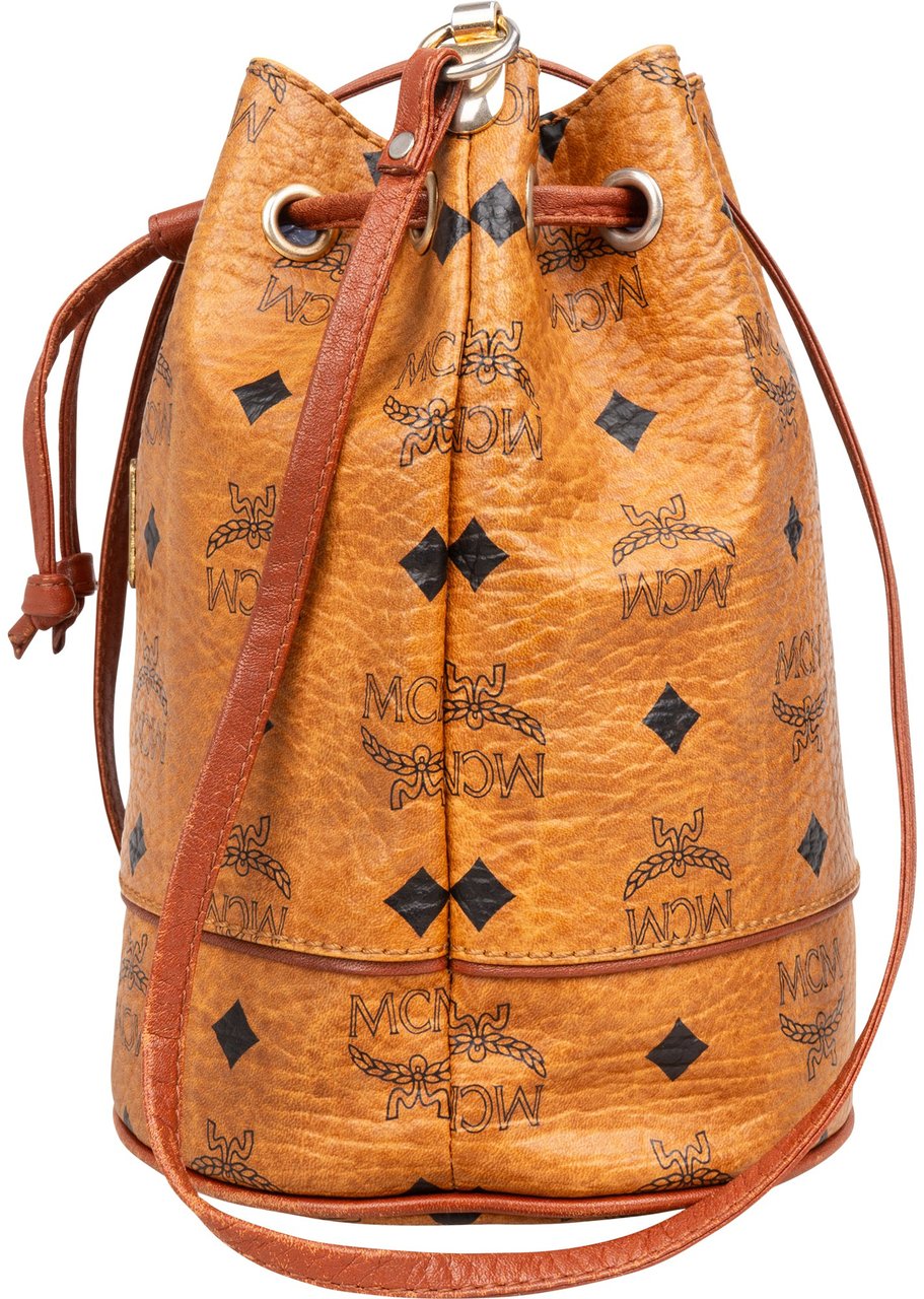 MCM MCM Visetos Monogram Bucket Crossbody Bag Bruin