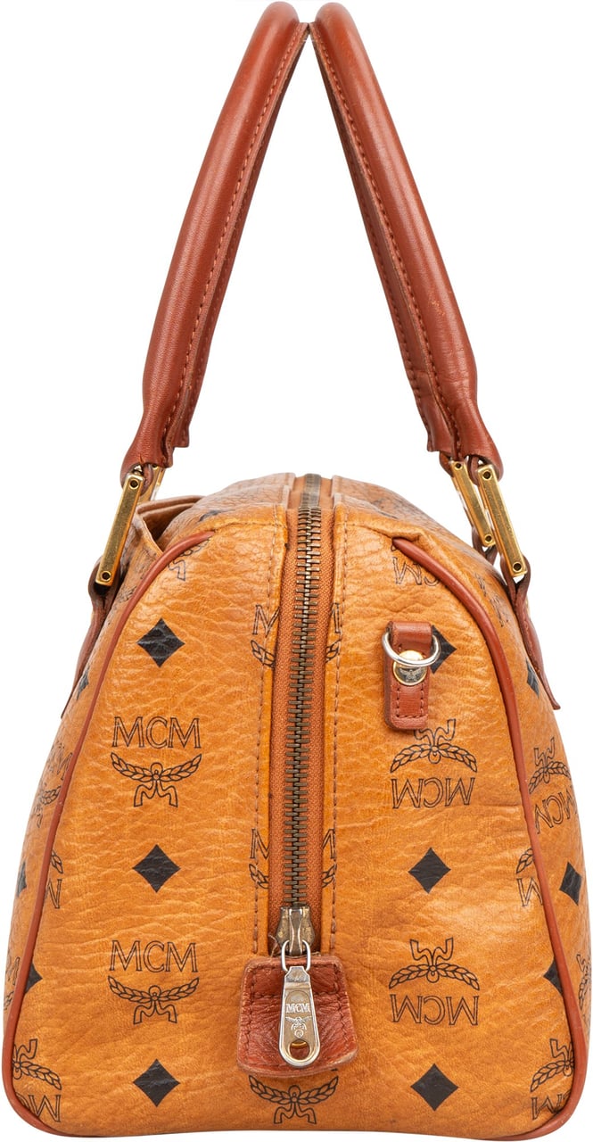 MCM MCM Visetos Monogram Boston Handbag Bruin