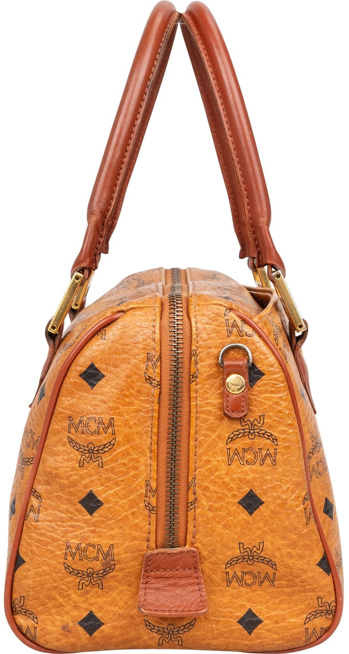 MCM MCM Visetos Monogram Boston Handbag Bruin
