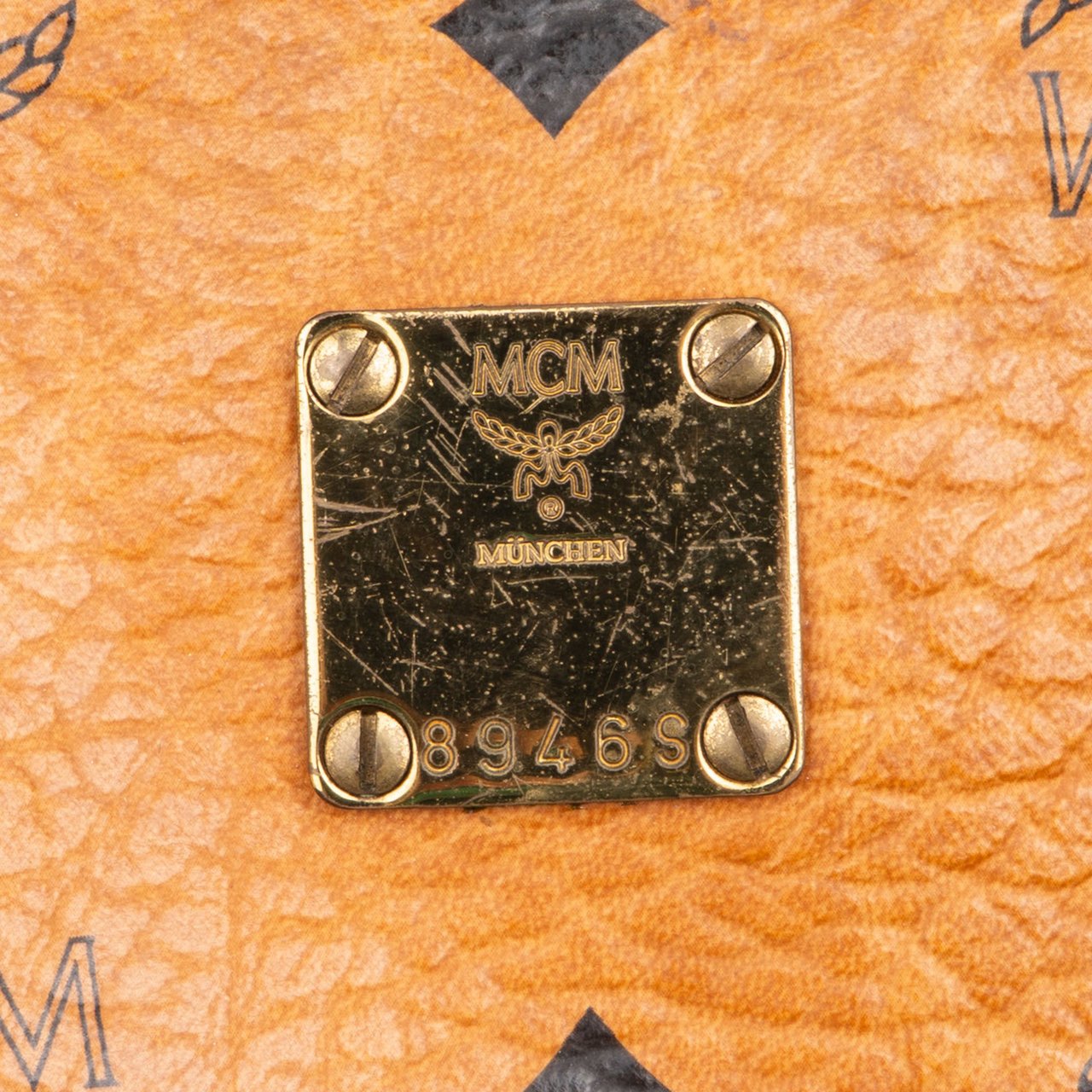 MCM MCM Visetos Monogram Boston Handbag Bruin