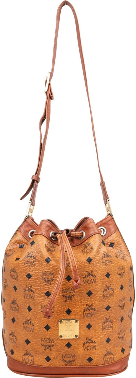 MCM MCM Visetos Monogram Bucket Crossbody Bag Bruin