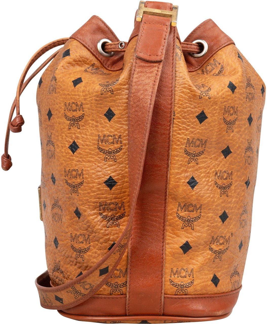 MCM MCM Visetos Monogram Bucket Crossbody Bag Bruin