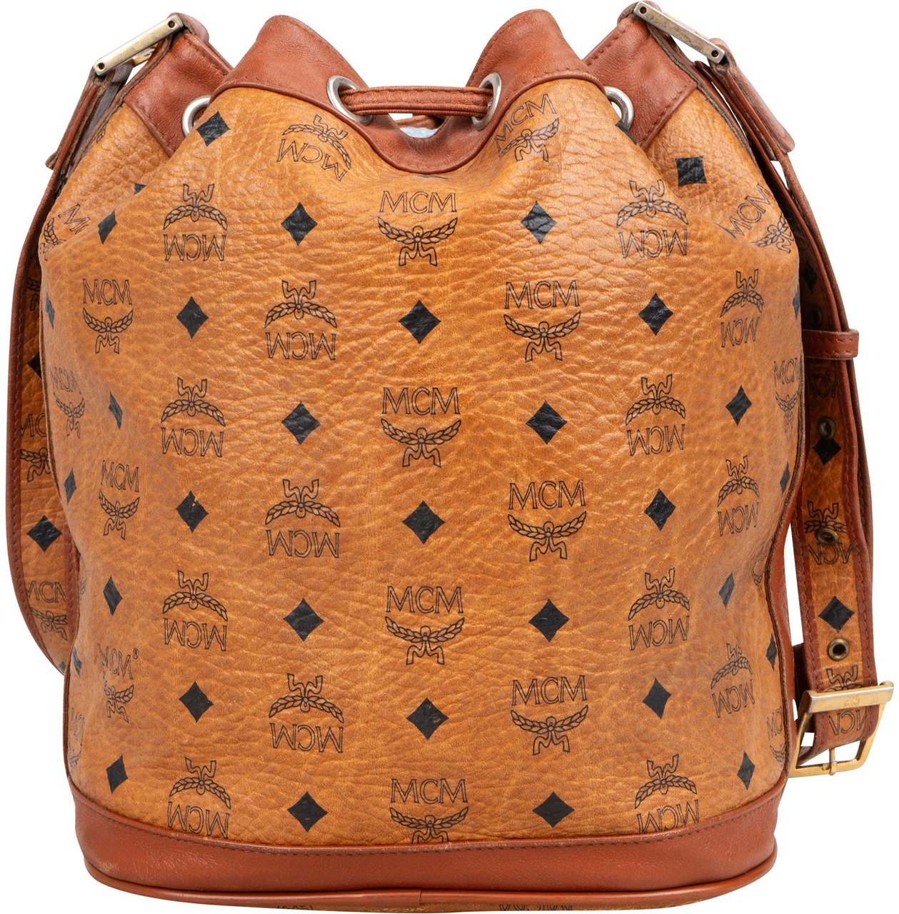 MCM MCM Visetos Monogram Bucket Crossbody Bag Bruin