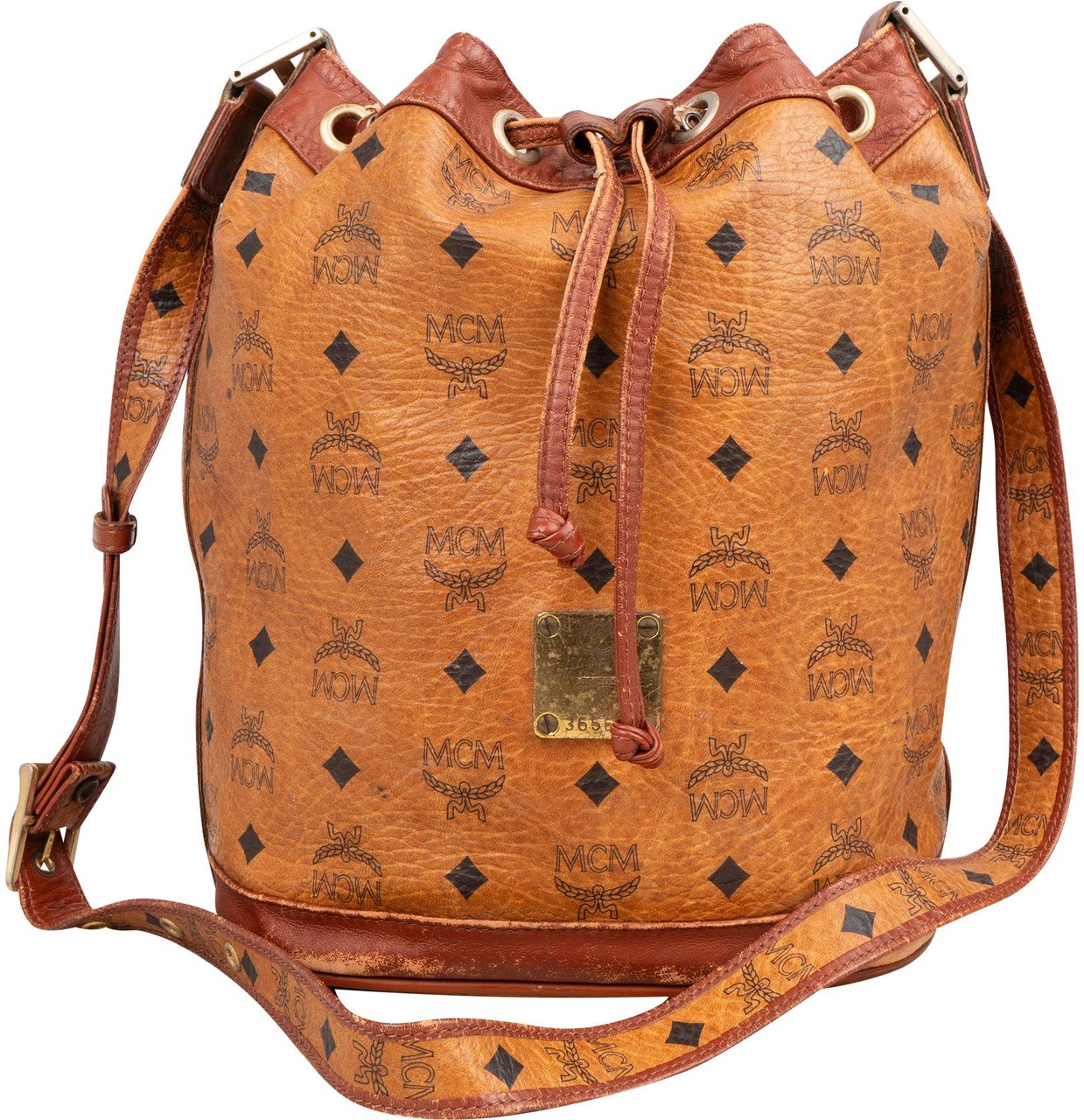 MCM MCM Visetos Monogram Bucket Crossbody Bag Bruin