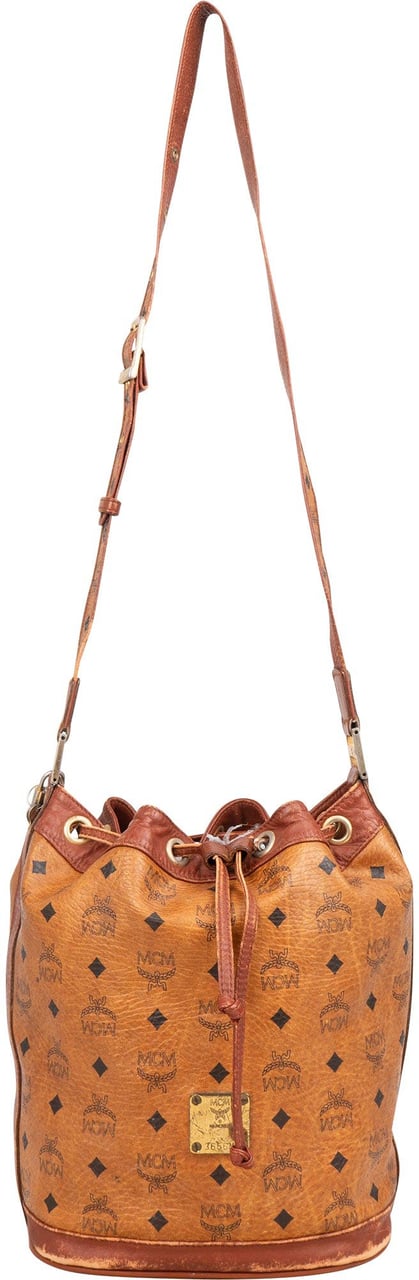MCM MCM Visetos Monogram Bucket Crossbody Bag Bruin