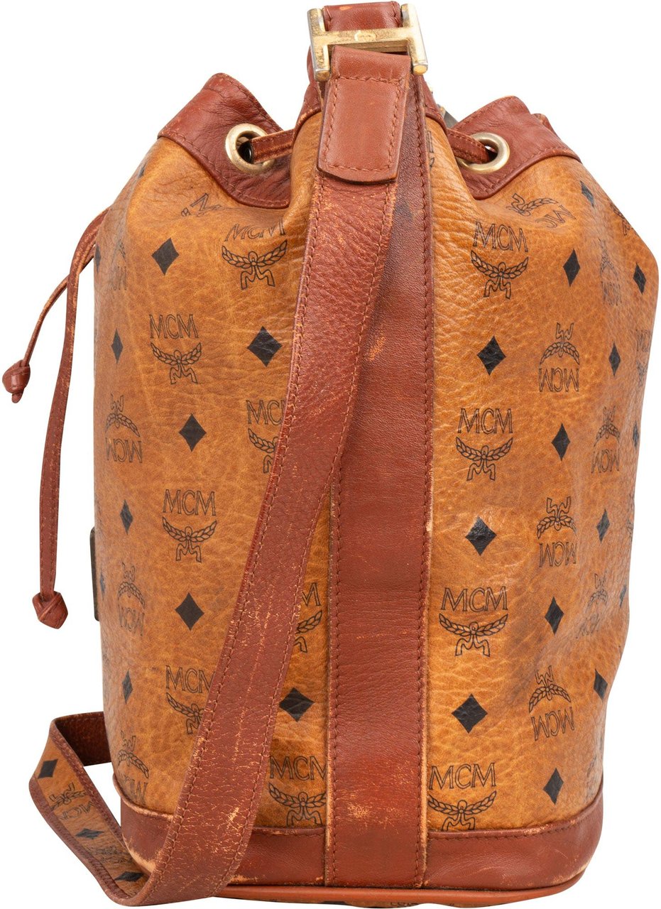 MCM MCM Visetos Monogram Bucket Crossbody Bag Bruin