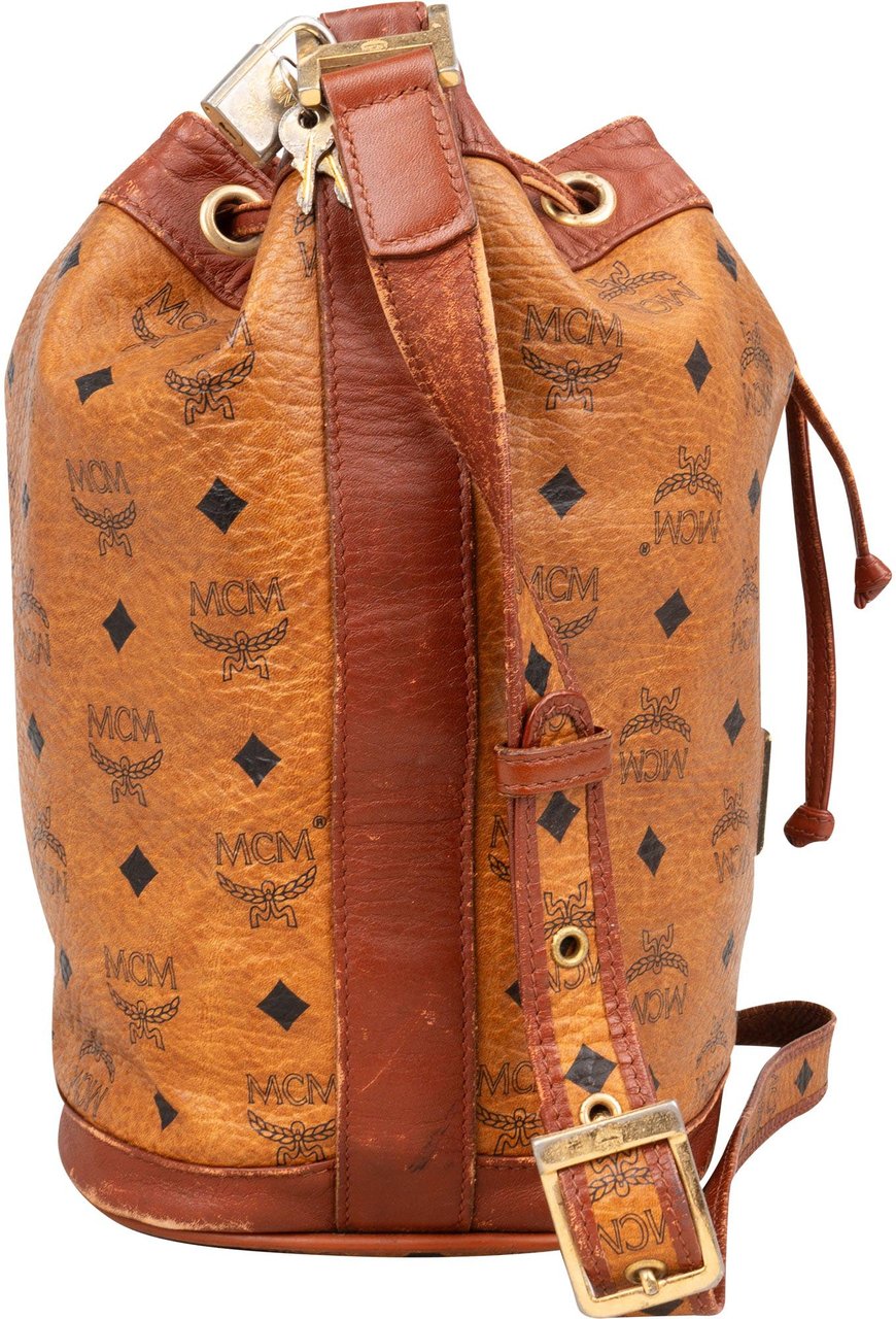 MCM MCM Visetos Monogram Bucket Crossbody Bag Bruin