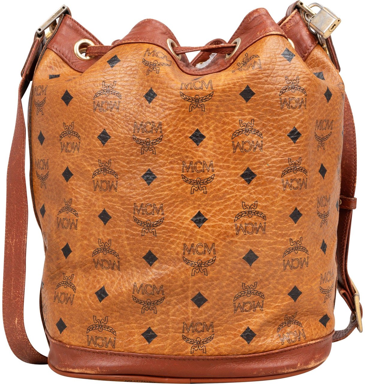 MCM MCM Visetos Monogram Bucket Crossbody Bag Bruin