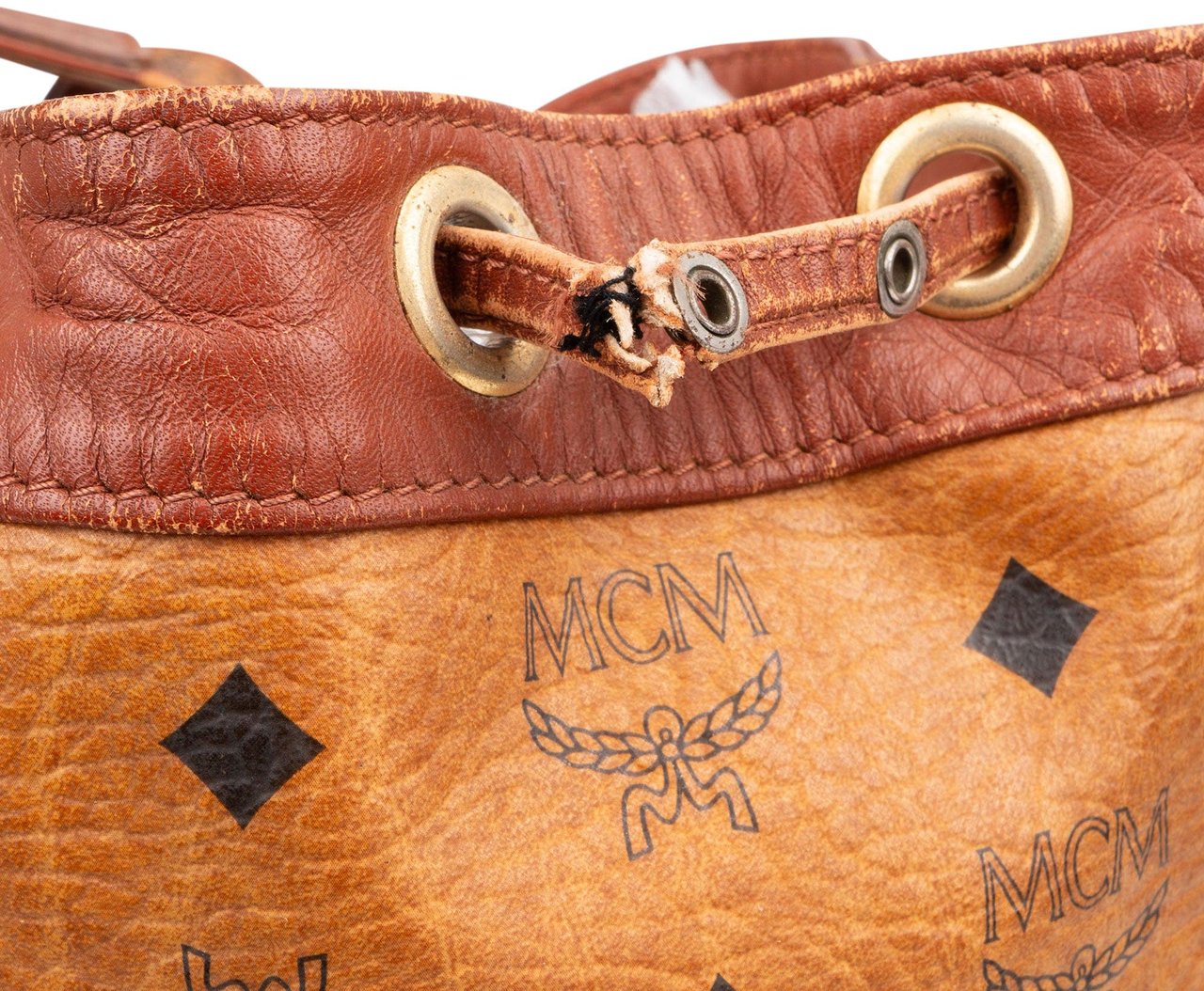 MCM MCM Visetos Monogram Bucket Crossbody Bag Bruin