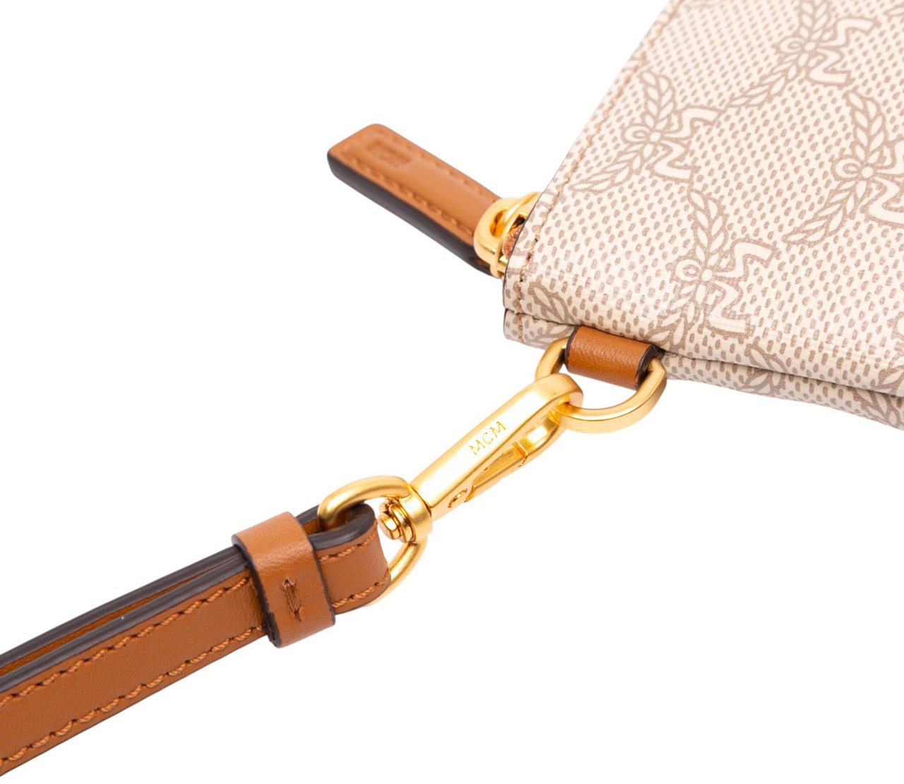 MCM Medium Lauretos Coated Canvas Himmel Wristlet Zip Pouch Bruin