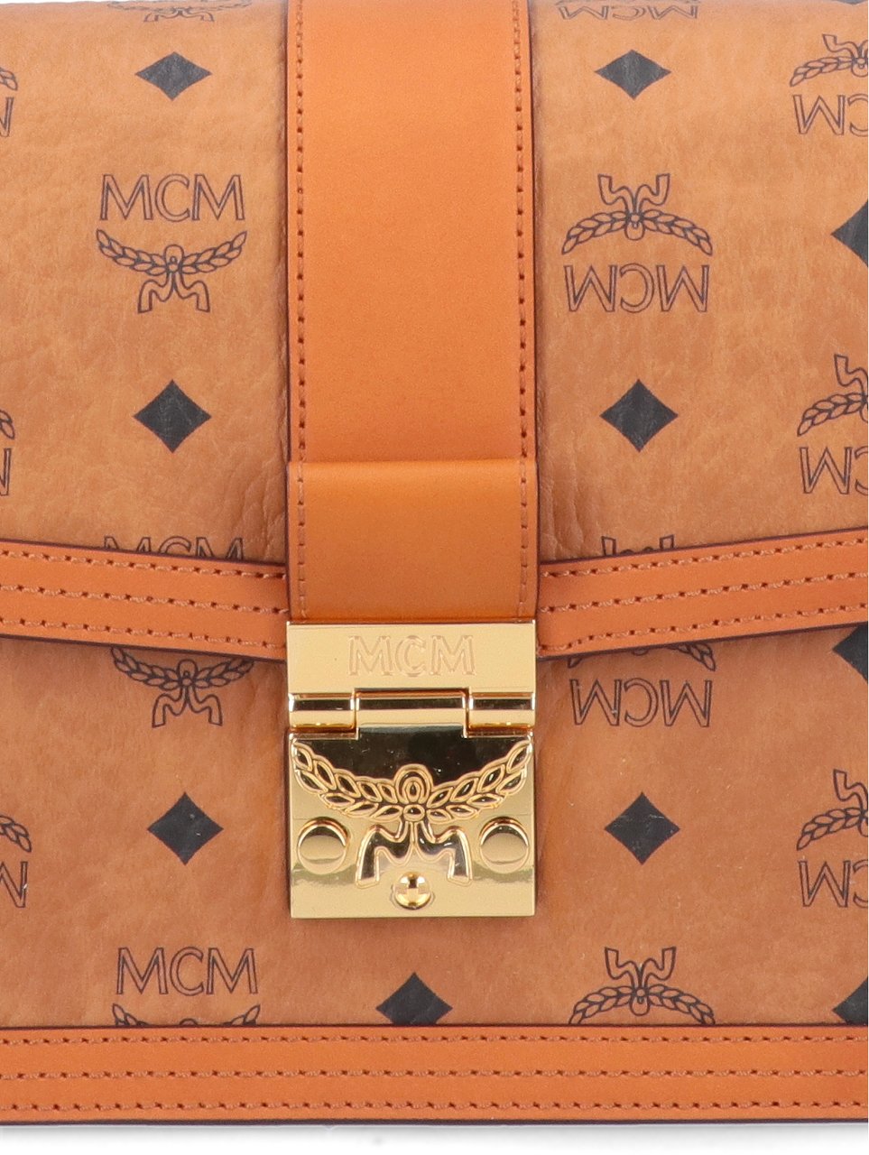 MCM Brown Tracy Visetos Logo Shoulder Bag Bruin