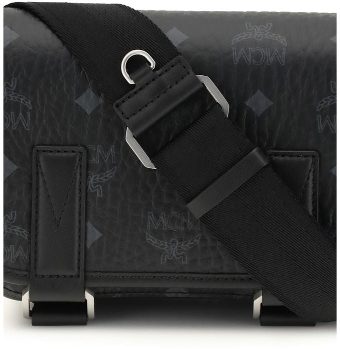 MCM MCM Black Fabric Shoulder Bag Zwart