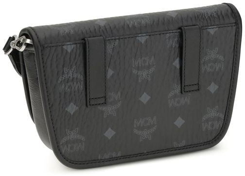 MCM MCM Black Fabric Shoulder Bag Zwart