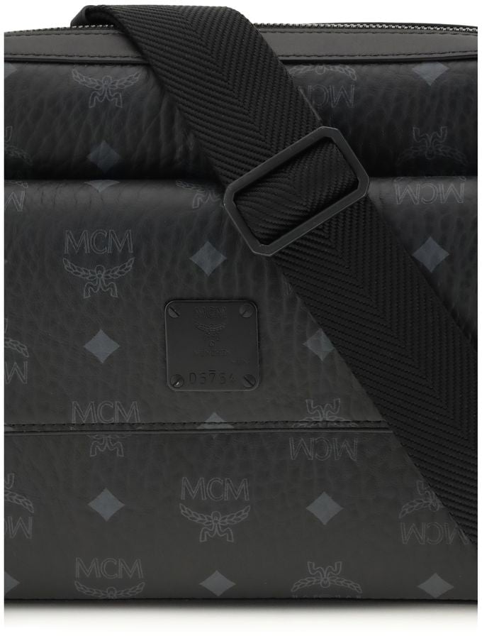 MCM MCM Black Fabric Shoulder Bag Zwart