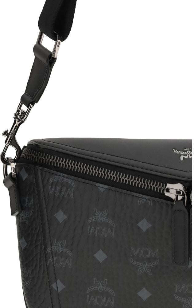 MCM MCM Black Calf Leather Bos Taurus Shoulder Bag Zwart