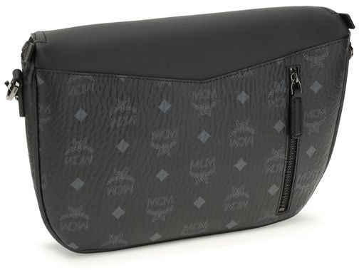 MCM MCM Black Calf Leather Bos Taurus Shoulder Bag Zwart