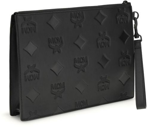 MCM MCM Black Calf Leather Bos Taurus Clutch Bag Zwart