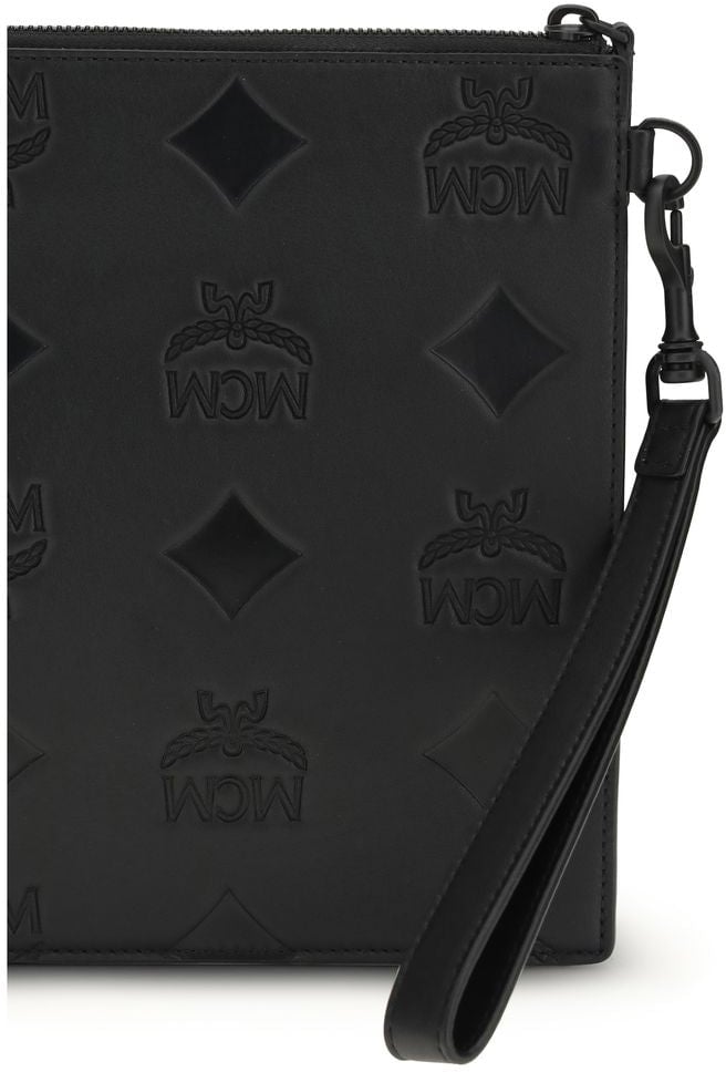 MCM MCM Black Calf Leather Bos Taurus Clutch Bag Zwart