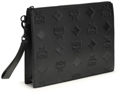 MCM MCM Black Calf Leather Bos Taurus Clutch Bag Zwart
