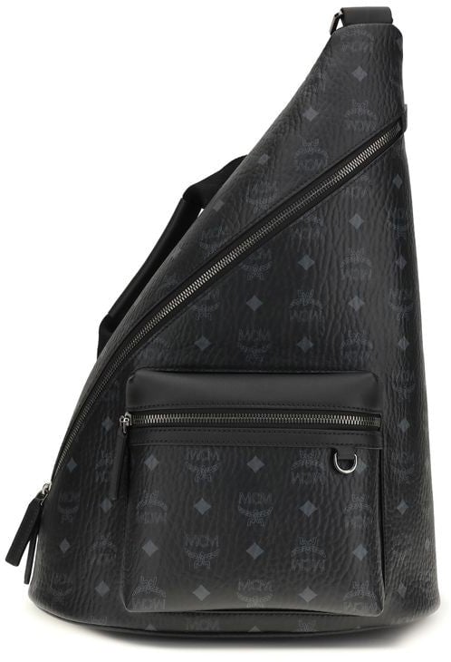 MCM MCM Black Fabric Shoulder Bag Zwart
