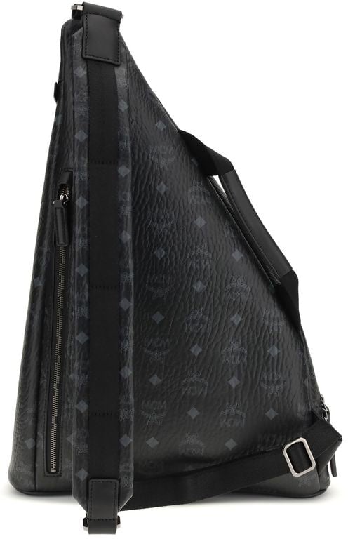 MCM MCM Black Fabric Shoulder Bag Zwart