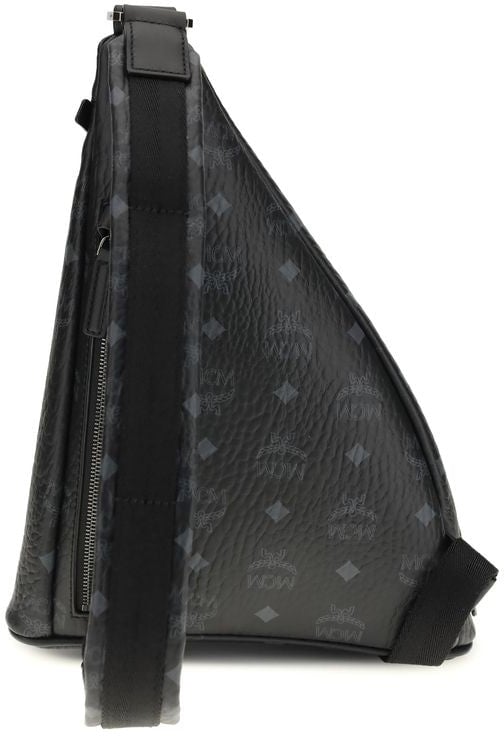 MCM MCM Black Fabric Shoulder Bag Zwart
