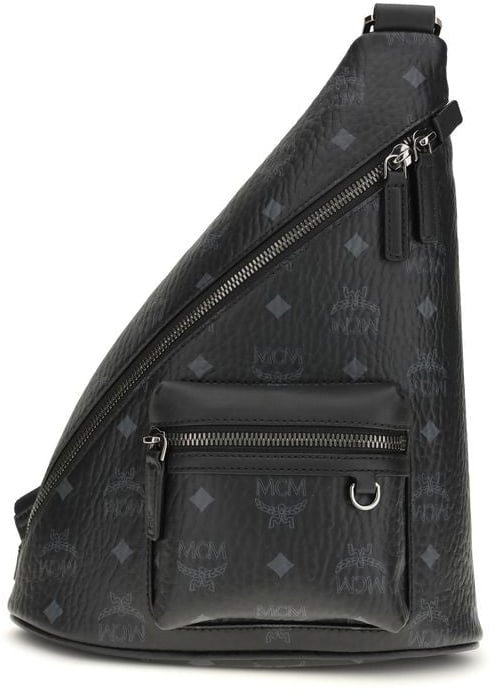 MCM MCM Black Fabric Shoulder Bag Zwart