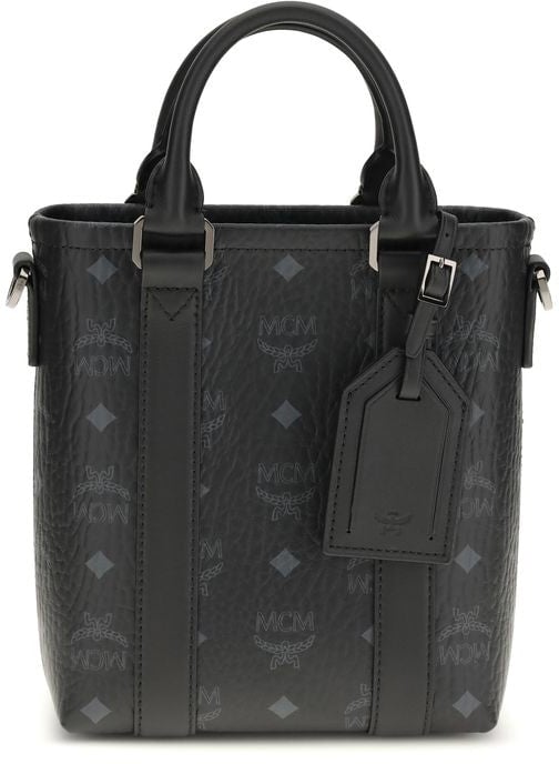 MCM MCM Black Fabric Shoulder Bag Zwart