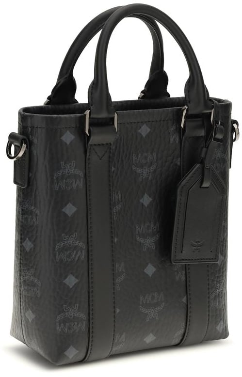 MCM MCM Black Fabric Shoulder Bag Zwart