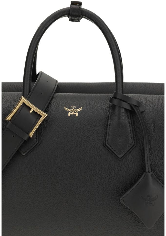 MCM MCM Black Calf Leather Bos Taurus Handbag Zwart