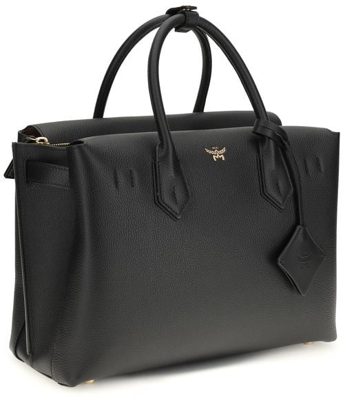MCM MCM Black Calf Leather Bos Taurus Handbag Zwart