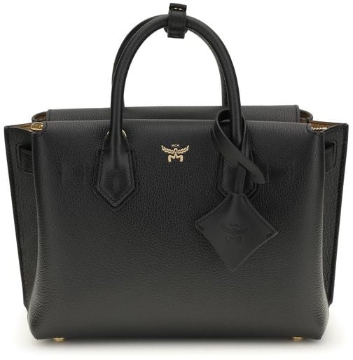 MCM MCM Black Calf Leather Bos Taurus Handbag Zwart