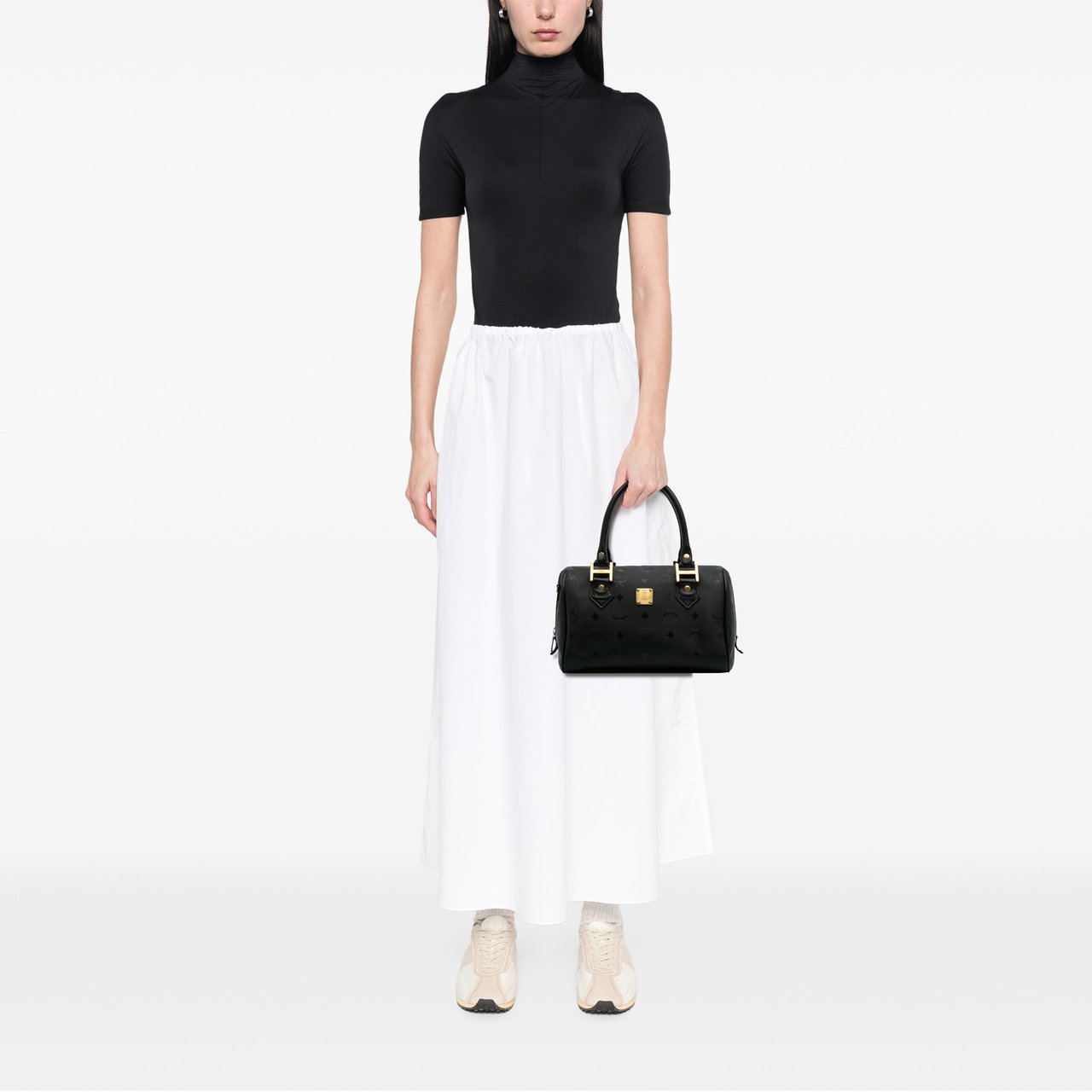 MCM Visetos Nylon Boston Bag Zwart