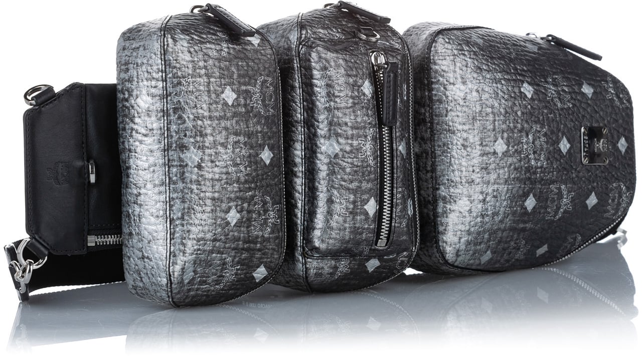 MCM Visetos Coated Canvas Triple Sling Bag Zwart