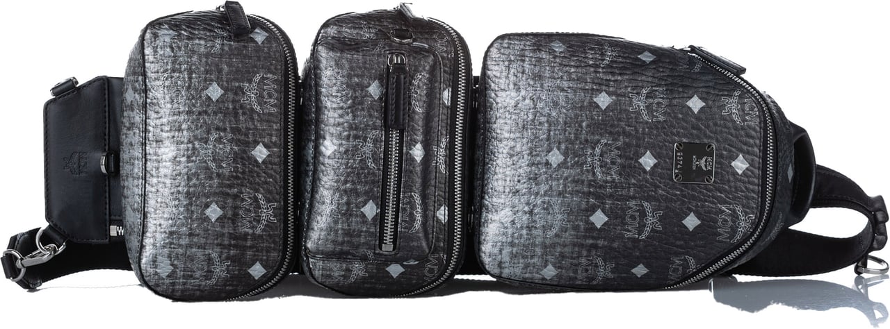 MCM Visetos Coated Canvas Triple Sling Bag Zwart